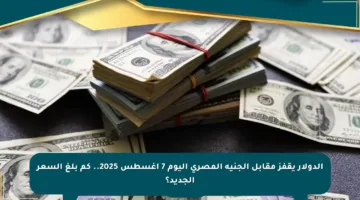 الدولار يقفز مقابل الجنيه المصري اليوم 7 أغسطس 2025.. كم بلغ السعر الجديد؟